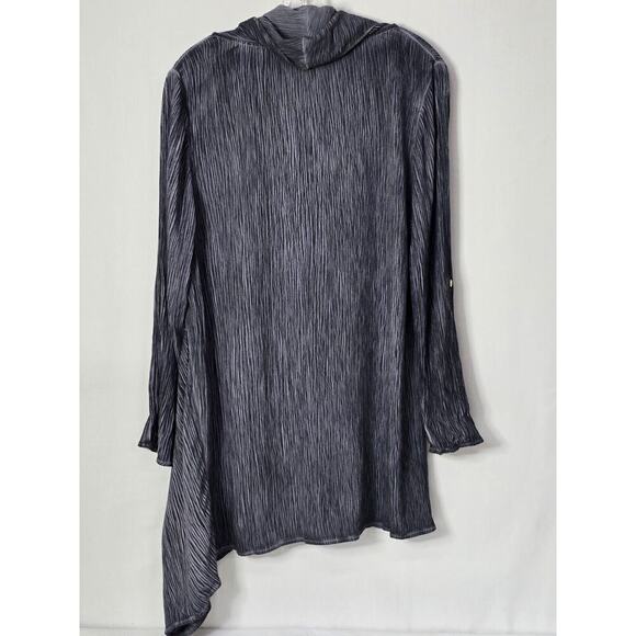 Soft Surroundings Blue Asymmetrical Gauze Tunic Top Cowl Neck Petite Large EUC - Picture 7 of 7